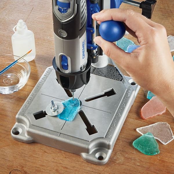DREMEL DRILL PRESS ROTARY TOOL WORKSTATION STAND WITH WRENCH – MINI PORTABLE PRESS & TOOL HOLDER – 2 INCH DEPTH- IDEAL FOR DRILLING PERPENDICULAR AND ANGLED HOLES – 220-01