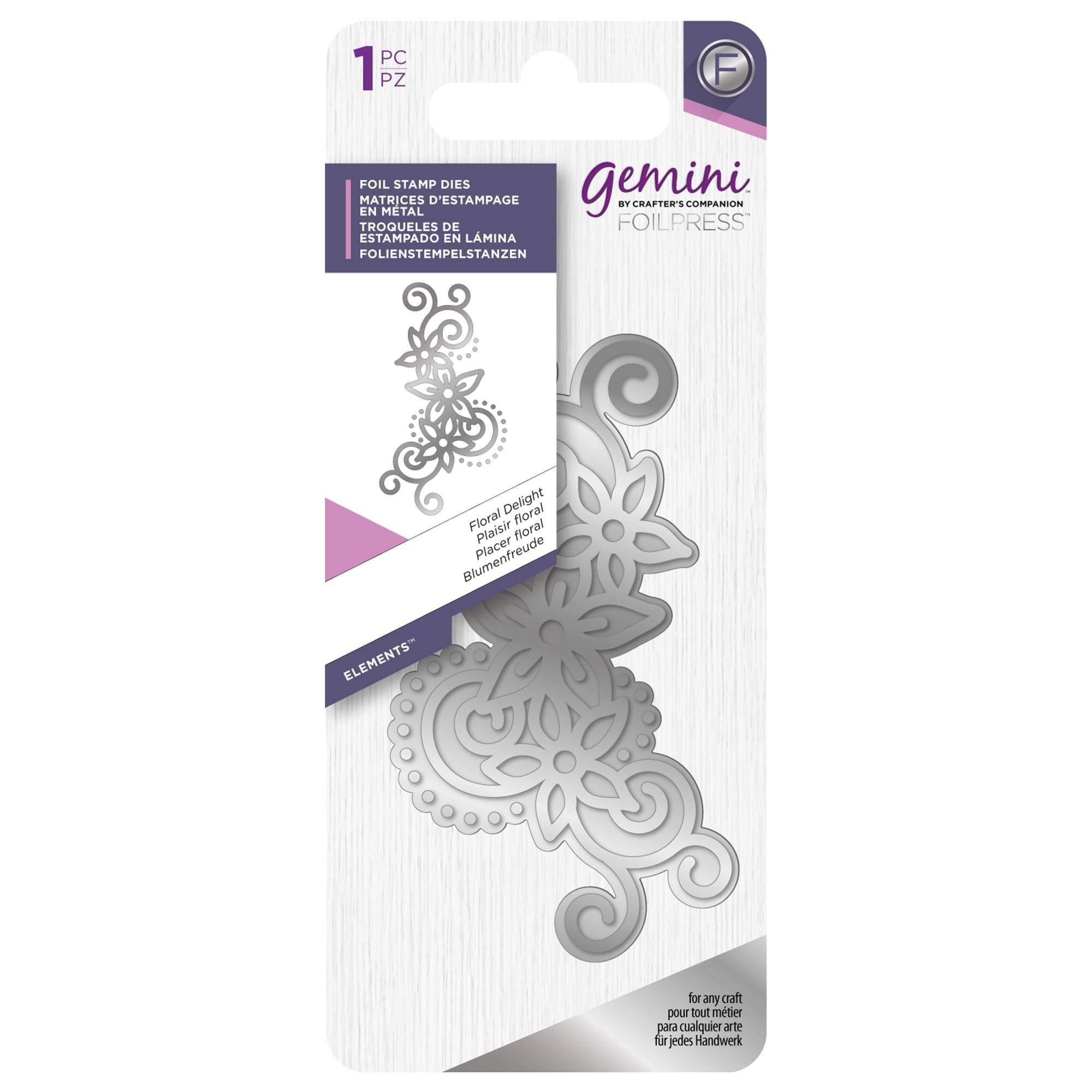 Gemini Foilpress Stamp Die Elements-Floral Delight, Silver