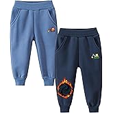 GFQLONG Toddler Boys 2 Pack Polar Fleece Jogger Sweatpants,Baby Winter Warm Pocket Lounging Bottoms