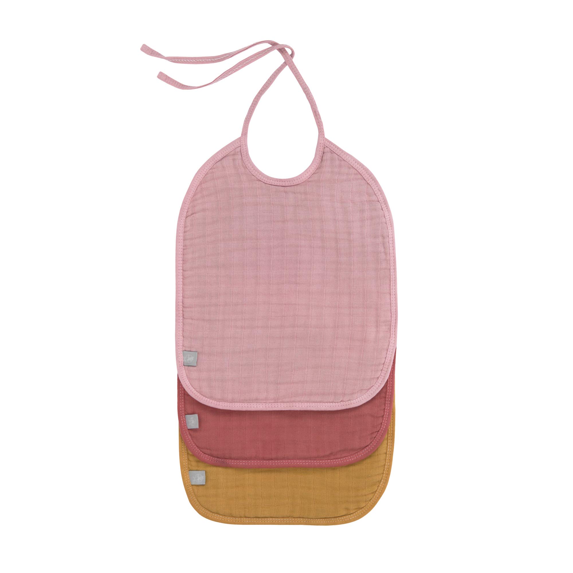 LÄSSIG Muslin/Terry Bib Medium Assorted Rose/Rosewood/Mustard