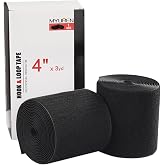 MYUREN Sew on Hook and Loop Strips 4 Inch x 3 Yards, Black | Easy to Sew, Strong Grip, Non-Adhesive Back Nylon Fabric Fastener for Clothing Sewing Crafts and DIY Projects