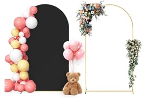 Neatsure Arch Backdrop Stand and Cover Set, 7.2FT Metal Photo Balloon Arch Backdrop Stand for Wedding Birthday Party Baby Shower Ceremony Graduation Decoration, Black