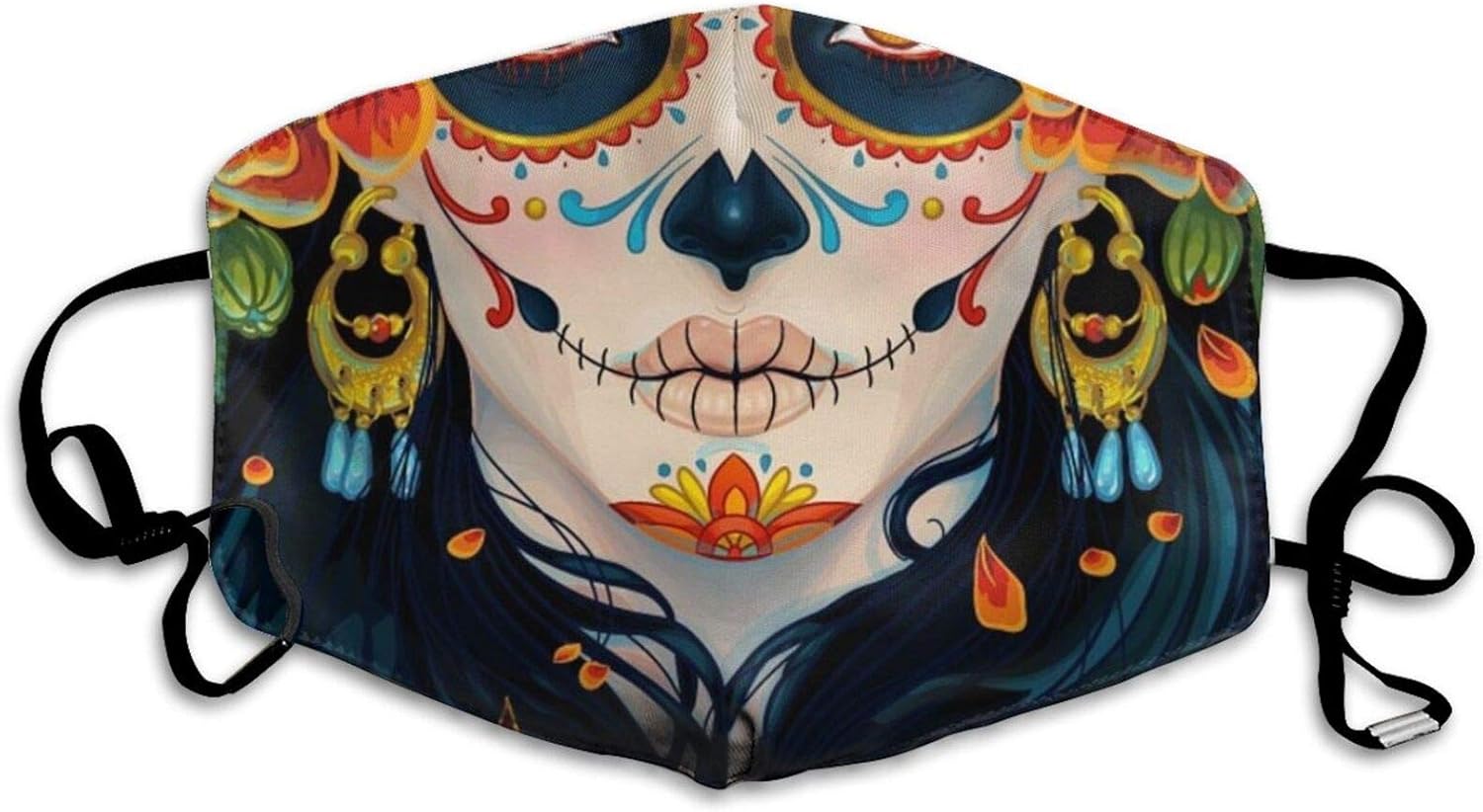 Sikulei Fashion Design Day of The Dead Sugar Skull Floral Nose Mask Reusable Adjustable WinProof Gaiters Outdoor for Adult : Sports & Outdoors