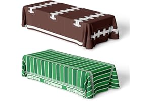 Bambluby Football Party Disposable Plastic Tablecloths - Touchdown Table Covers for Birthday Parties, Football Games, and Decorations - 2-Pack, 108 x 54 Inches