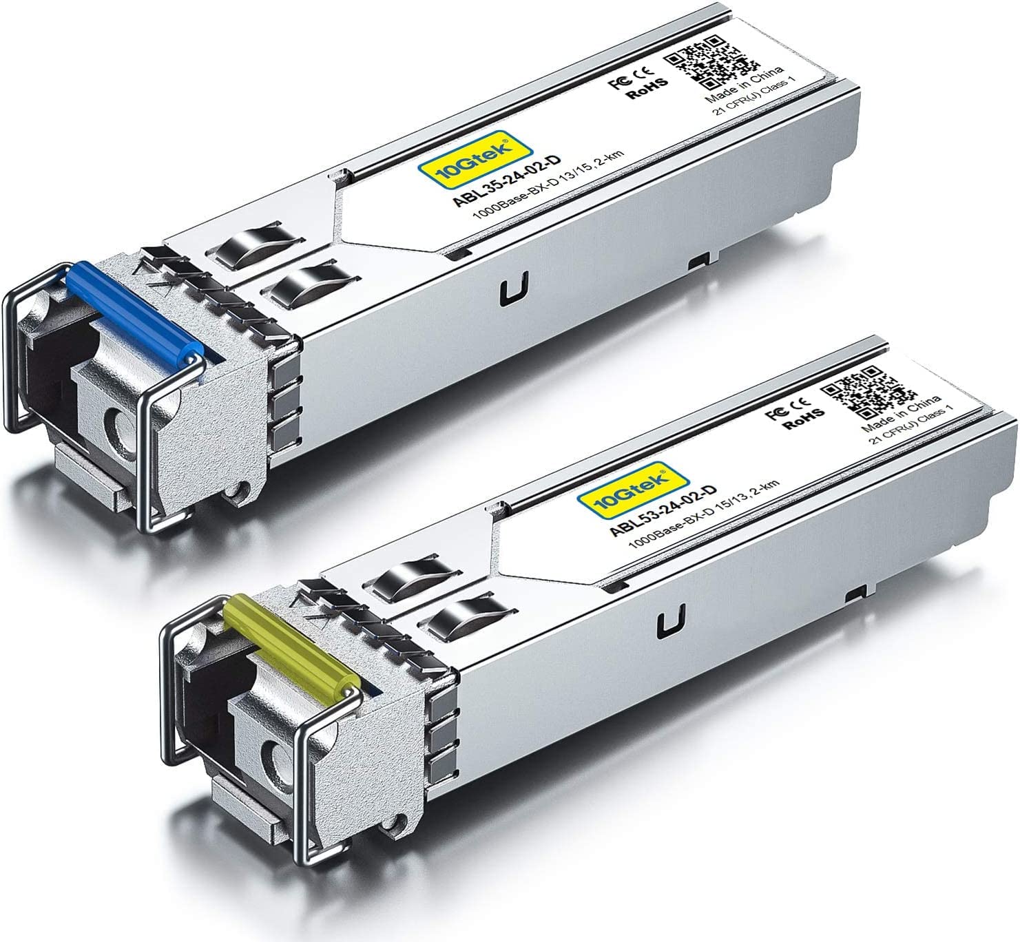 10Gtek a Pair of 1.25G SFP Bidi Transceiver 1000Base-BIDI, 1550nm/1310nm SMF, up to 2~3 km, for Cisco, Ubiquiti UniFi, Mikrotik, D-Link, Netgear and More