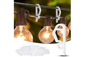 GOOTHY 100Pcs All-Purpose Holiday Light Clips, Christmas Light Clips Compatible with Rope, Icicle Lights and C6, C7, C9, Outdoor String Lights Gutter Hooks for Christmas Roof Ridge Line Fence