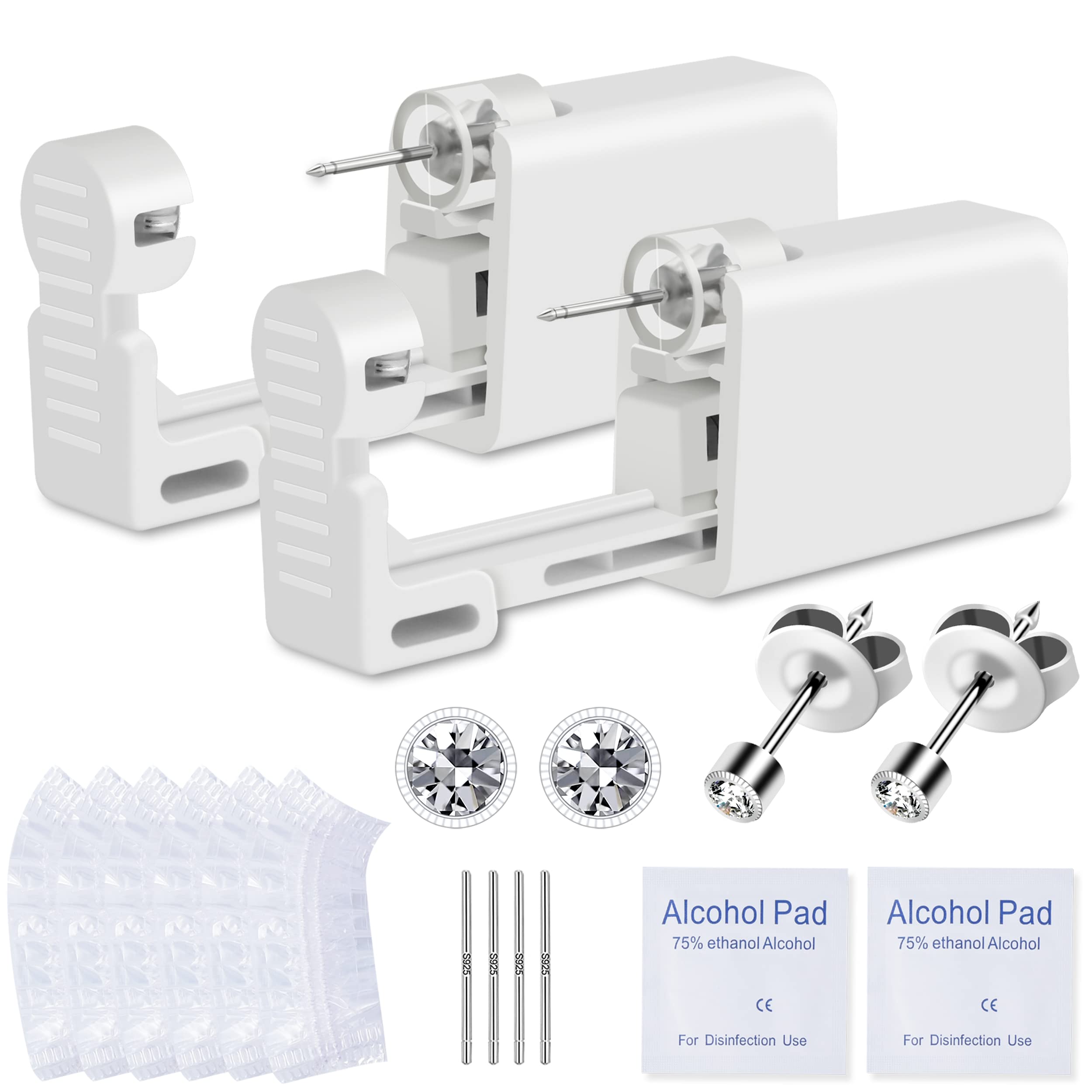 Photo 1 of Ear Piercing Kit, Anzero 2 Pcs Disposable Ear Piercing Gun with Preloaded Ear Stud, at Home Self Ear Piercing Gun Kit - 2MM Earrings Stud