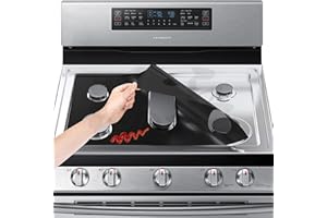 Cowbright Stove Cover, Stove Top Protectors Samsung Gas Range Reusable Gas Stove Burner Covers, Non-Stick Stove Liner Compatible Samsung Gas Stove, Washable Stove Protector Keep Stove Clean, Black