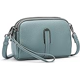 GAEKEAO Crossbody Bags for Women Small Genuine Leather Shoulder Purse Cross Body Bag with Wristlet Top Zipper