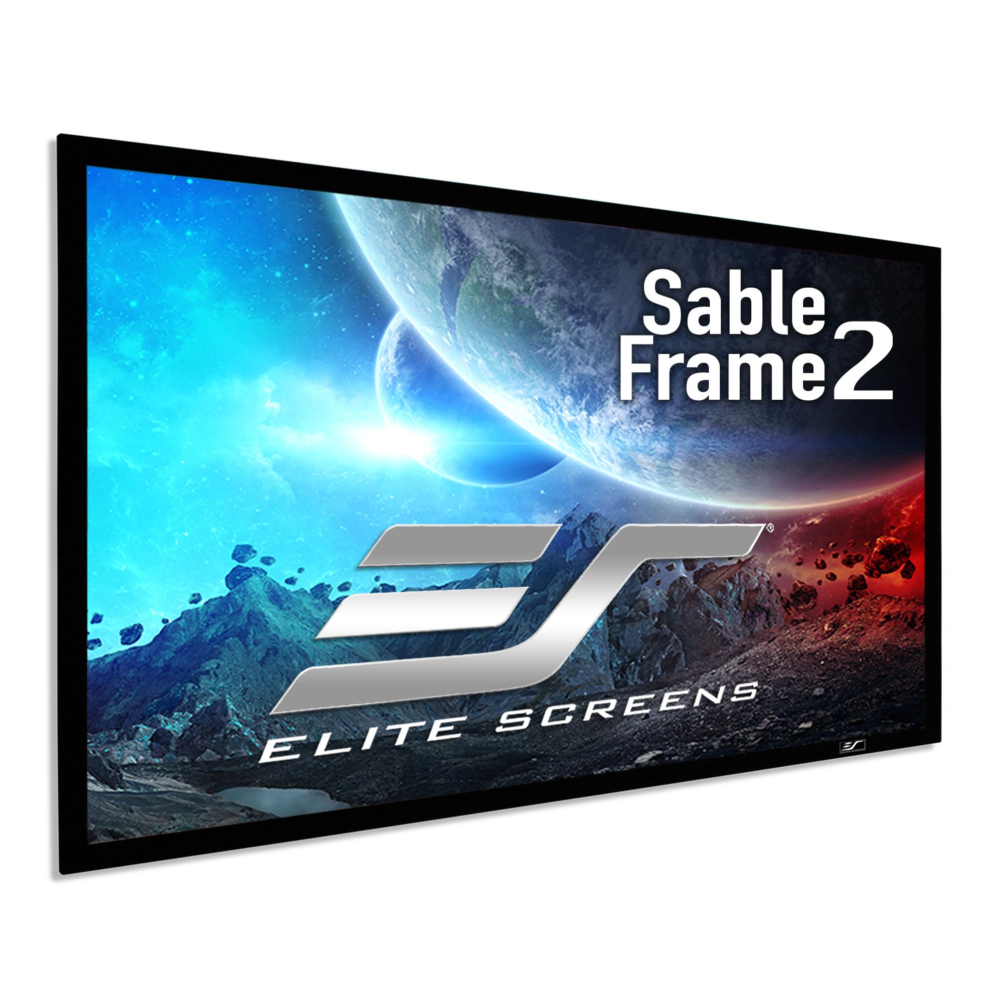 Photo 1 of Elite Screens Sable Frame 2, 200-Inch Fixed Frame Projector Screen, 16:9 8K/4K Ultra HD & Active 3D Ready, ISF-Certified Material, Ideal for Home Theater, Office, and Indoor Presentations, ER200WH2