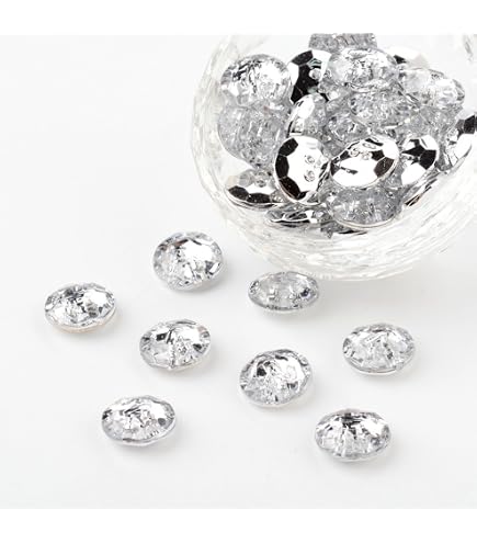 Crystal Rhinestone Buttons - 50-Pack, Clear Glass With Metal Loop, 20-25mm For Sewing & Crafts - View #9