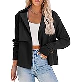 AGSEEM Womens Cropped Trench Coat Casual Single Breasted Lapel Short Jackets Fall Fashion Outerwear with Pockets 2025