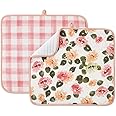 FRESHMINT 2-Pack Dish Drying Mats - 16x18 Inch Large Absorbent Microfiber Pads For Kitchen Counter