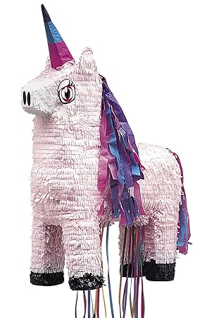 Einhorn-Pinata in Rosa mit Ziehbändchen