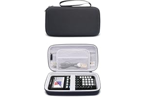 HESPLUS Hard Travel Graphics Calculator Carrying Case for Texas Instruments TI-84 Plus CE/TI-83 Plus/TI-89 / Casio fx-9750GIII, Extra Zipped Pocket for Charger USB Cables, Ruler, Pencil - Black