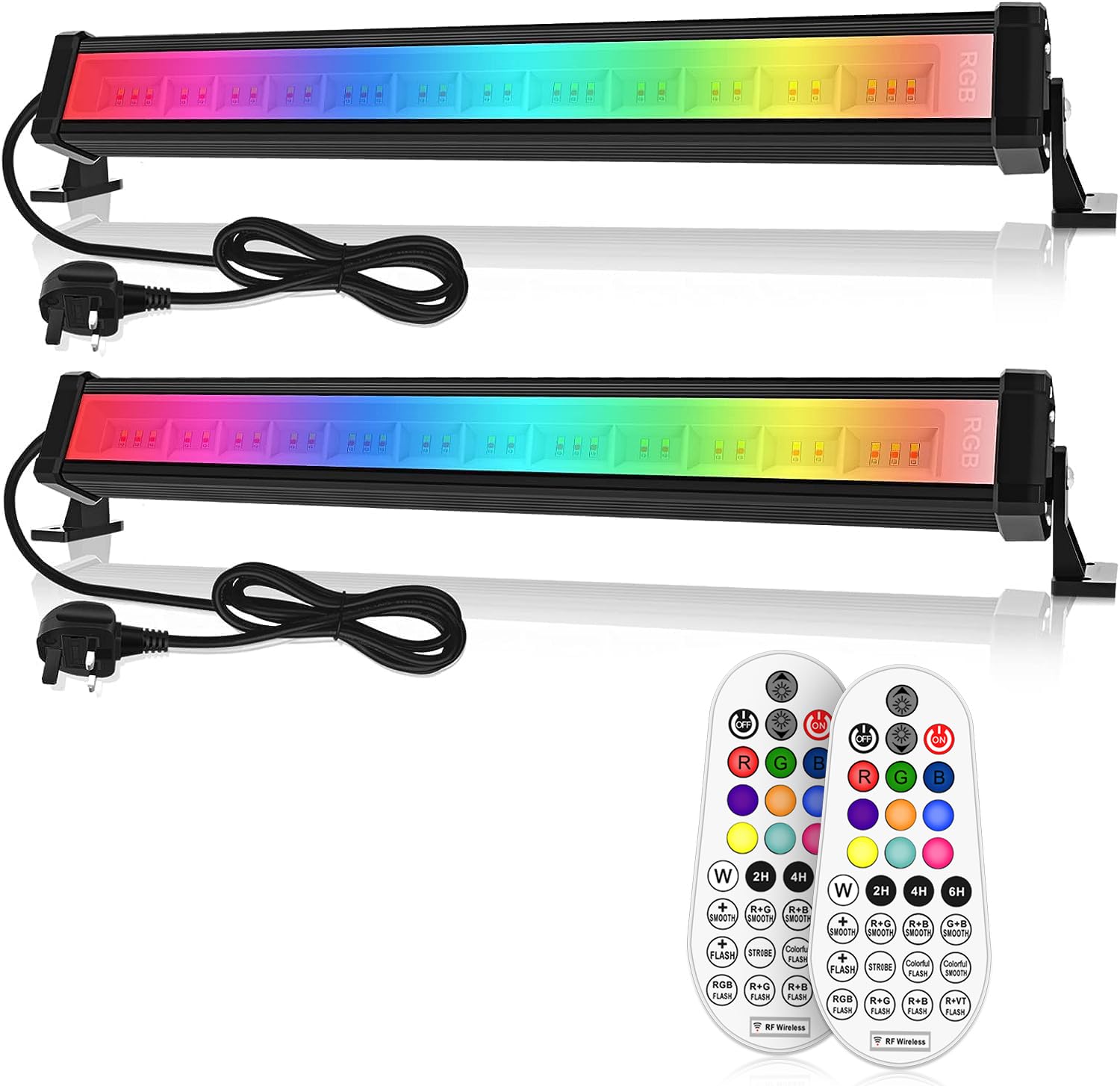 Linke RGB Light Bar 42W Disco Lights Led Floodlight 3350LM with Remote Control RGB Lights for Bar Party Stage Garden BBQ Halloween Christmas Festival Decorative Lighting, 2 Pieces