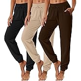 Velvelhall 3 Pack Women's Sweatpants with Pocket, High Waisted Drawstring Jogger Pants Cinch Bottom Casual Baggy Trousers