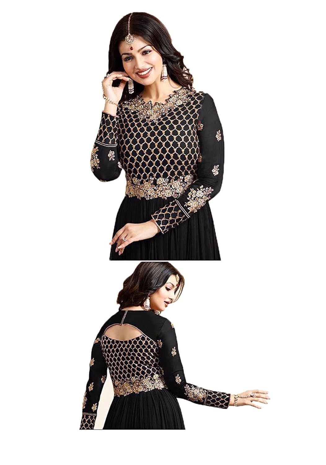 dealbazaars women's women's georgette embroidered semi stitched anarkali salwar suits