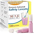 Pharmacy Choice Safety Lancets, Sterile, Top Push Button Activated, Single-Use,1.8 mm, 100 Count, 1 Pack (30G x 1.8 mm)