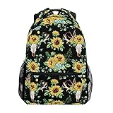 Sunflower Backpack Watercolor Skull Floral School