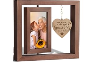 TIBLUE Grandma Gifts Grandma Picture Frame Mothers Day Gifts for Grandma from Granddaughter Grandson Grandkid Nana Gifts Rotating Picture Frame for 4x6 Photo Grandma Nana Birthday Gifts Tabletop Desk Display