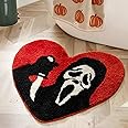 TANVILL Bathroom Rugs Black Red Orange Bath Mat Non Slip, Christmas Home Decor, Funny Skull Halloween Bath Rugs Washable Absorbent Spooky Gifts