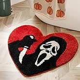TANVILL Bathroom Rugs Black Red Orange Bath Mat Non Slip, Christmas Home Decor, Funny Skull Halloween Bath Rugs Washable Absorbent Spooky Gifts