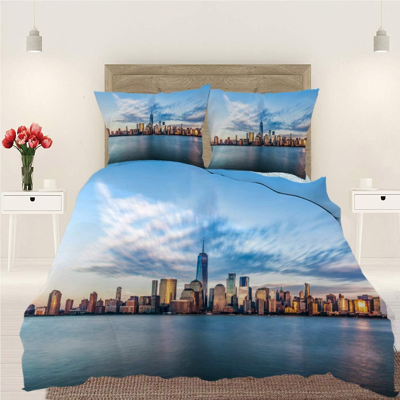 BEISISS New York 3 Piece Bedding Duvet Cover Set,Downtown