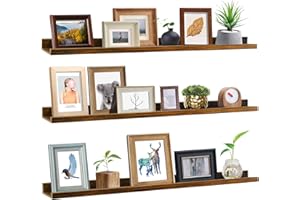 Giftgarden 47 Inch Long Floating Shelves for Wall, Rustic Picture Ledge Large Shelf for Living Room Bedroom Bathroom Kitchen, Set of 3 Different Sizes