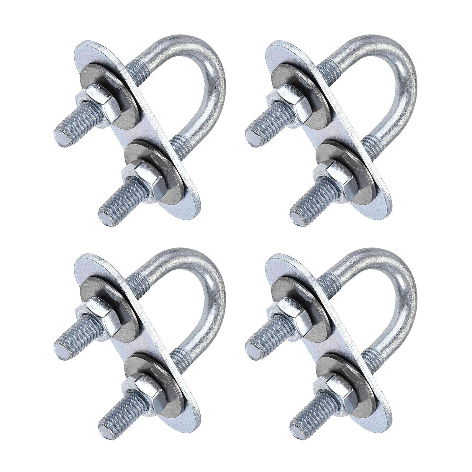 TOP-VIGOR 4 sets M6 Round U-Bolts, 16mm Inner Width 46mm Length Steel U-Bolts with Nut, Plate, Washer for Building Installations Mechanical Parts Connection Cehicles Ships — image 1