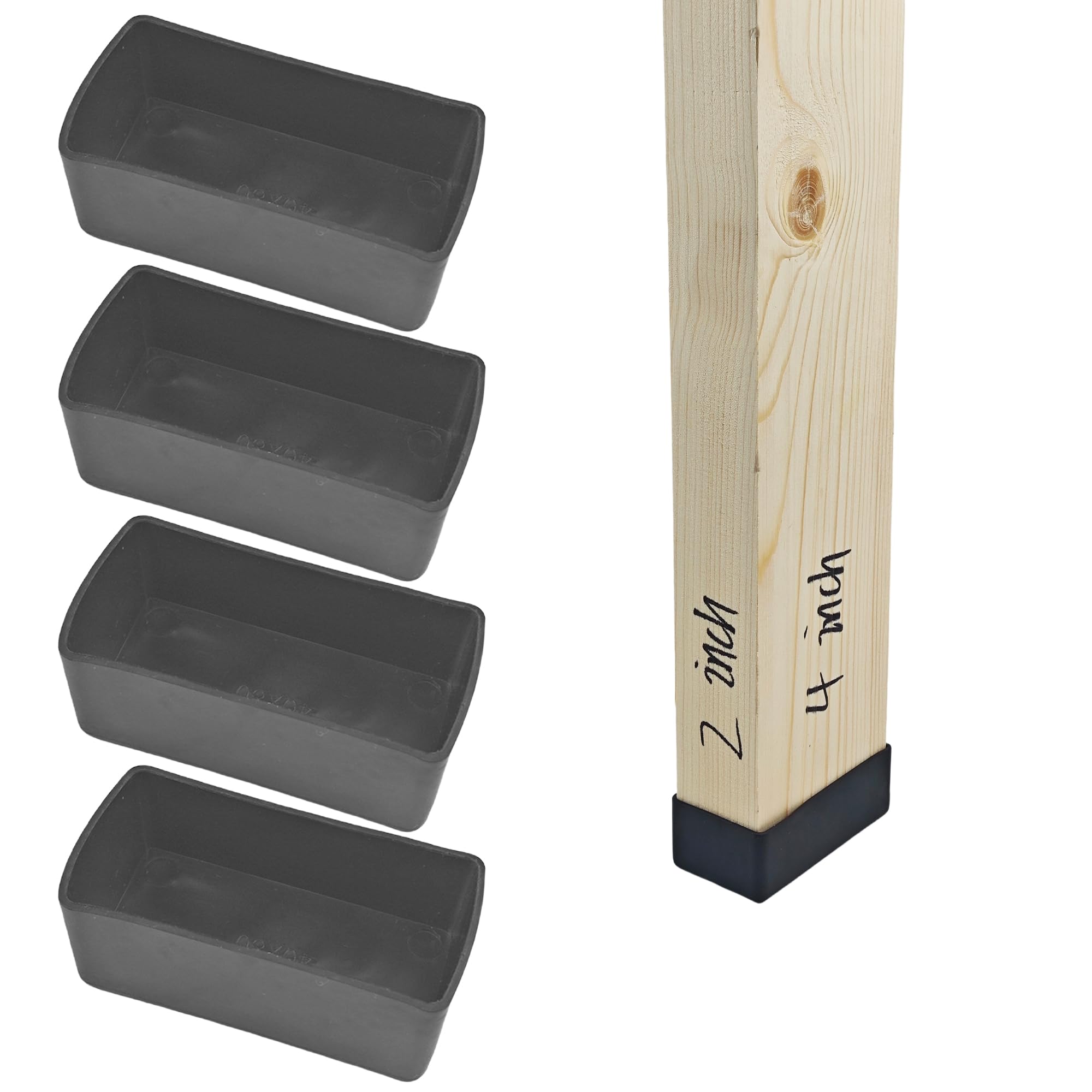 Photo 1 of 2x4 Wood Post End Cap - 4Pcs 2"x 4"Post caps (2 inch x4 inch) PVC Floor Protector,50mm*100mm Waterproof and Anti-Friction,Suitable for Table Legs, Chair Legs, armrests and Other Wood