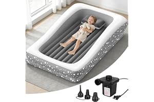 Toddler Travel Bed Inflatable Kids Bed with 4 Sides, Kids Air Mattress with Electric Pump for Outdoor Camping, Travel, Home U
