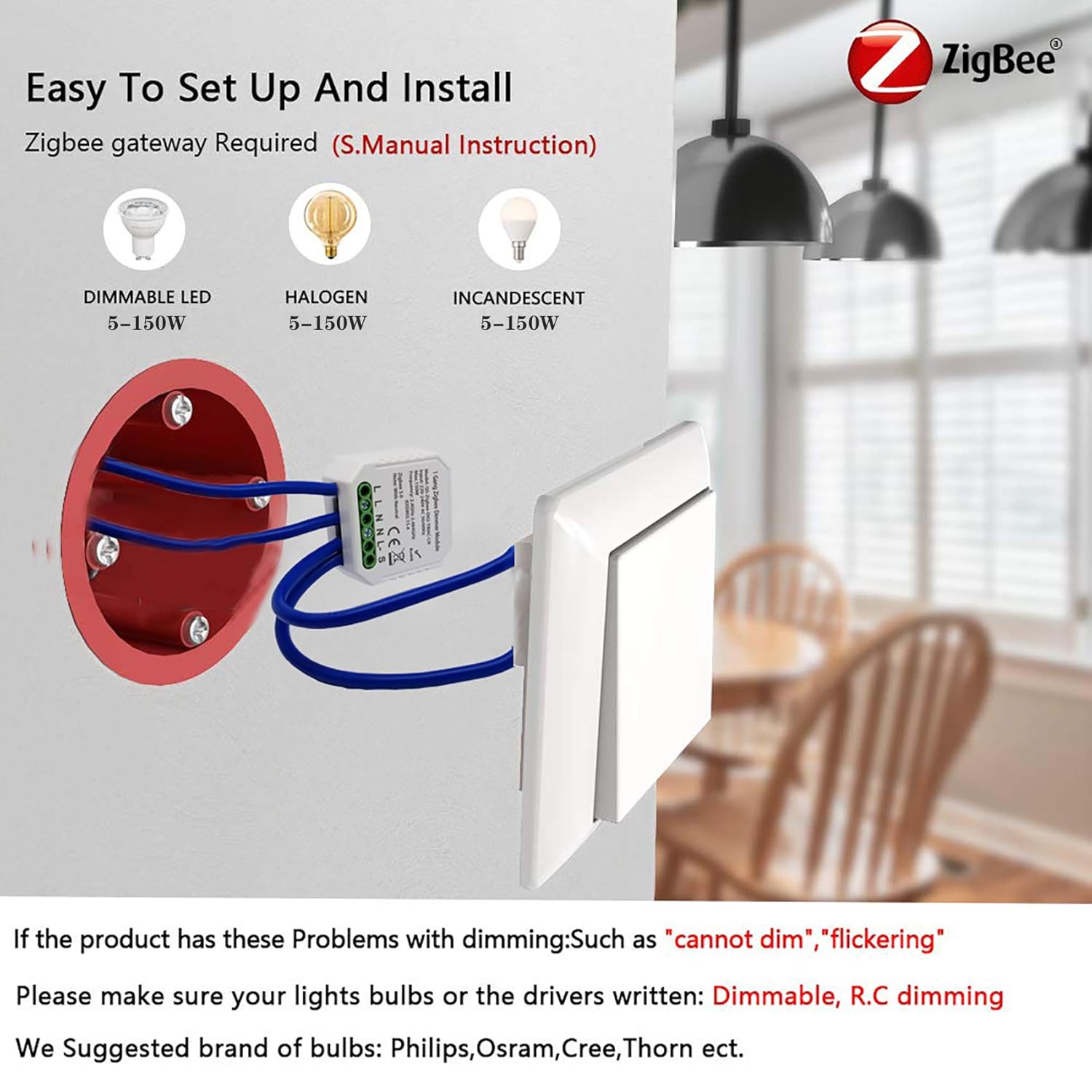 LEOMOCA Zigbee Smart Light Dimmers Switches Module 110-240V- Control for Dimmable LED and Halogen Lamps Home Automation Modules-Smart Life Compatible with Alexa Google Home (1gang-1Pack with Neutral): Industrial & Scientific