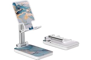 Heainaiyoo Foldable Cell Phone Stand,Angle Height Adjustable Cell Phone Holder,Phone Holder for Desk,Smart Phones Desk Accessories Phone Holder (Blue Golden Marble)