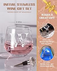 Physkoa Initial Wine Glass Stemless-【Etched