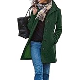 CHARTOU Women's Casual Thicken Wool Blend Stand Collar Single Breasted Pea Coat