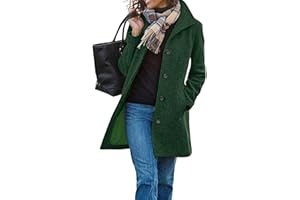 CHARTOU Women's Casual Thicken Wool Blend Stand Collar Single Breasted Pea Coat