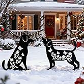 ononin 2 Pack Metal Dog Garden Decor for Outside - Unique Dog Statues, Decorative Garden Stakes, Labrador Pet Gifts for Women/Men, Silhouette Yard Art, Ideal for Decorating Backards, (11in)