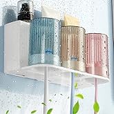 𝟐𝟎𝟐𝟔 𝐔𝐩𝐠𝐫𝐚𝐝𝐞𝐝 So Nice Toothbrush Holders for bathrooms Accessories Wall Mounted,Electric Shower Toothbrush Holder White Plastic toothbrushes Holder Set for Kids with 3 Cups