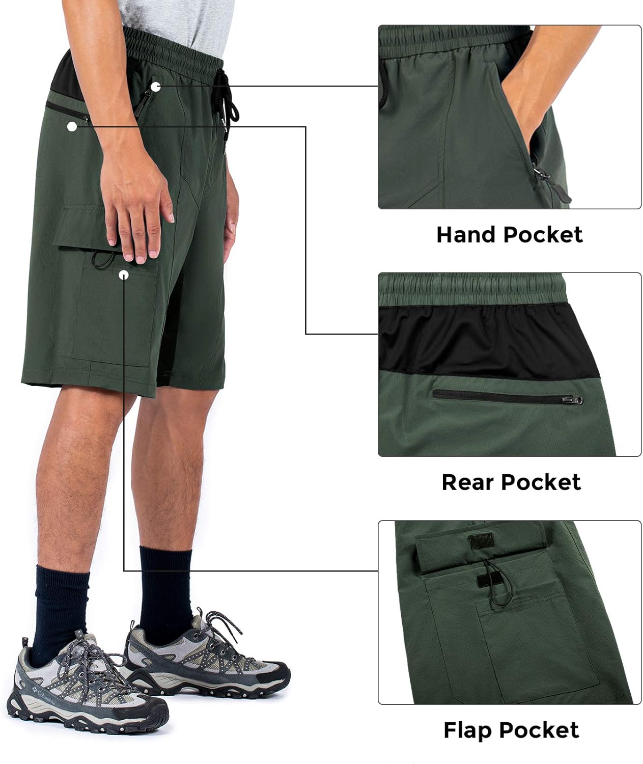 Wespornow Men's-Hiking-Shorts Lightweight-Quick-Dry-Outdoor-Cargo-Casual-Shorts for Hiking, Camping, Travel, Fishing : Clothing
