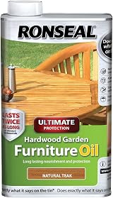 Ronseal Ultimate Protection Hardwood Garden Furniture Oil Teak 1 Litre UHWGFOT1L