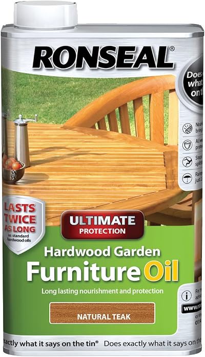 Ronseal Ultimate Protection Hardwood Garden Furniture Oil Teak 1 Litre UHWGFOT1L