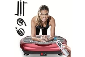 Natini Vibration Plate Exercise Machine - Whole Body Workout Vibration Platform Lymphatic Drainage Machine for Weight Loss Home Fitness with Pilates Bar Resistance Bands Remote