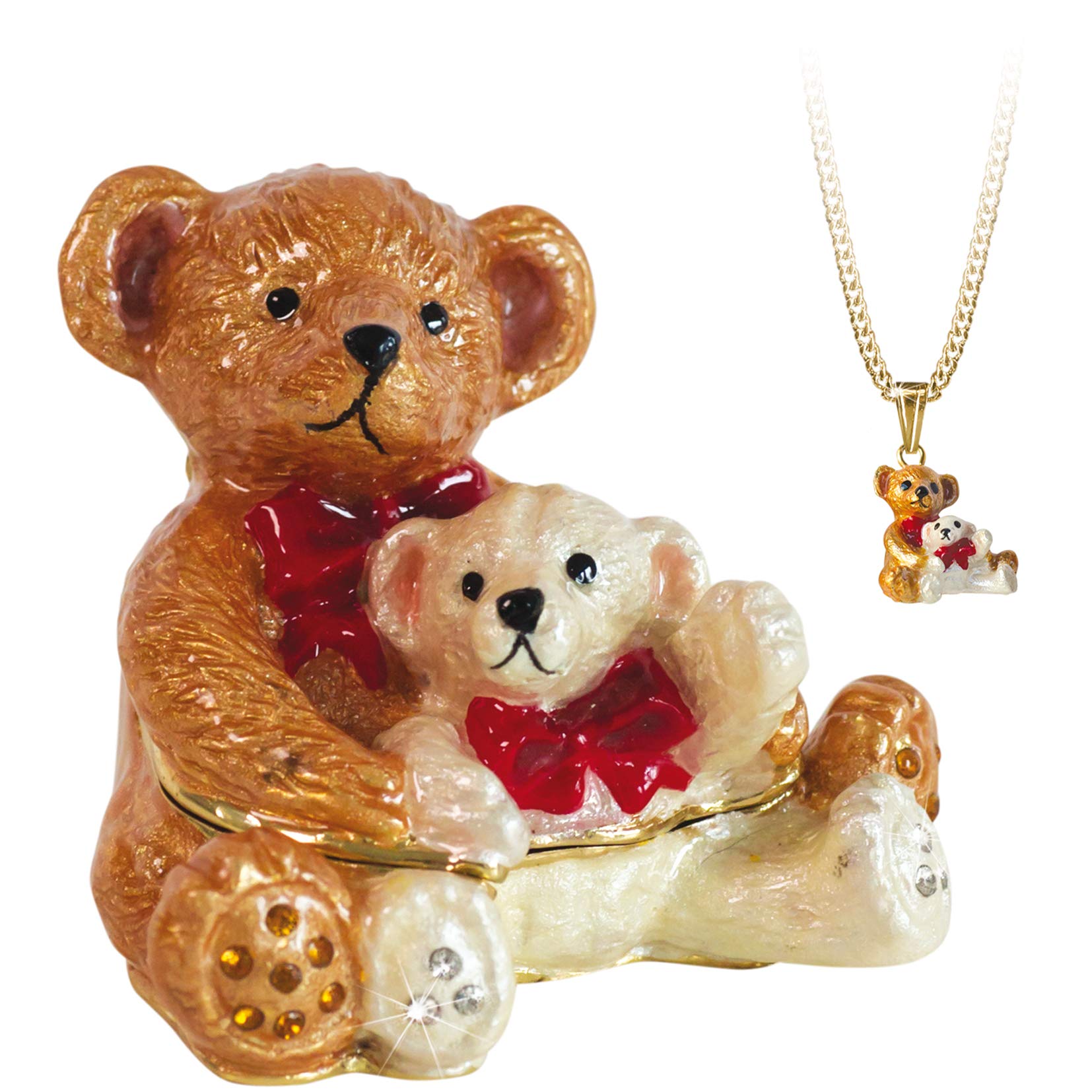 Arora Secrets from Hidden Treasures 1086 Teddy & Baby Bear Trinket Box, Metal, As Pictured, Height 6cm