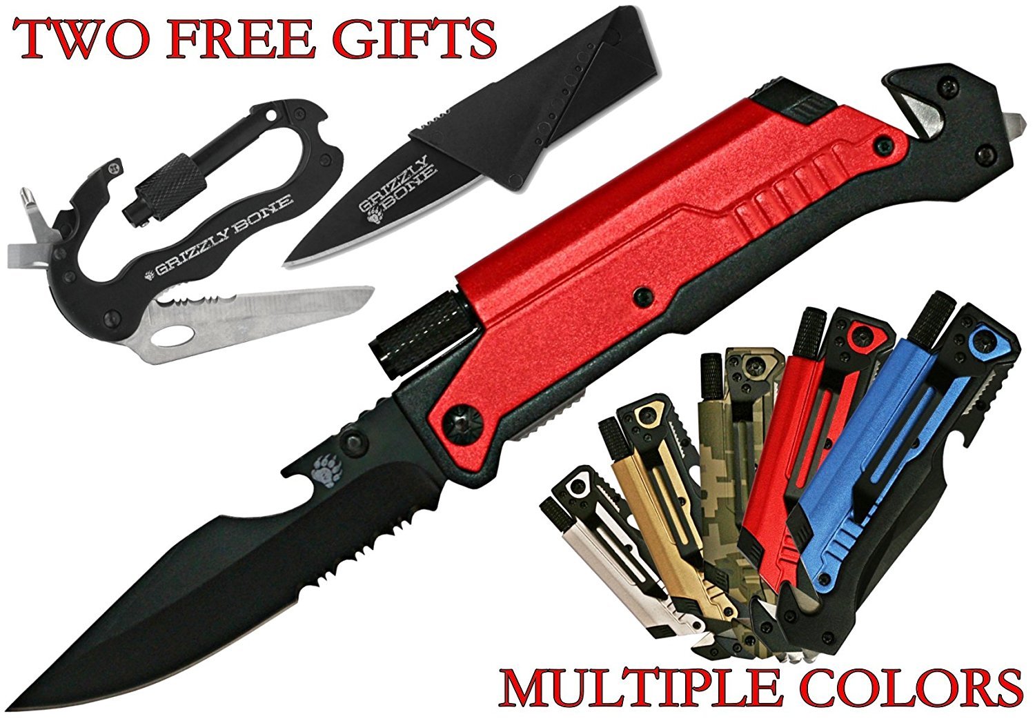 Amazon.com : Grizzly Bone 9-in-9 Folding Survival Knife Kit with ...