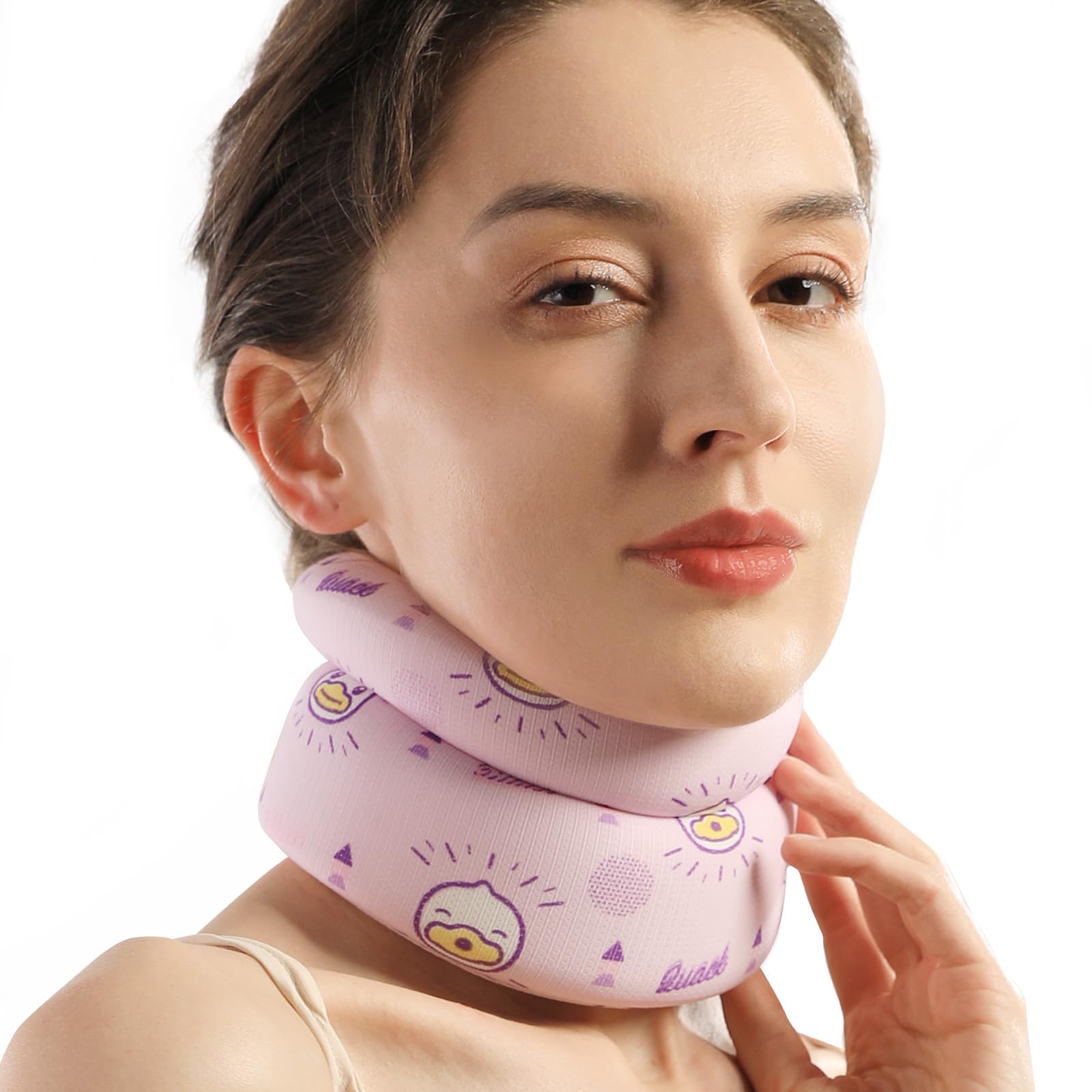 Photo 1 of Velpeau Fashion Neck Brace for Sleeping -Soft Cervical Collar for Snooze, Anti Snoring, Sleep Apnea, Foam Wraps Keep Vertebrae Stable Relief Pain and Support for Women & Men (Pink, M: 11.5-14 inch)