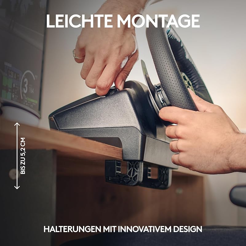 29 Driving Force Gaming Rennlenkrad, Zweimotoriges Force Feedback, 900° Lenkbereich, Racing Leder-Lenkrad, Verstellbare Edelstahl Bodenpedale, für PS5, PS4, PC, Mac - Schwarz