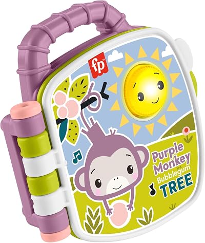 Fisher-Price Purple Monkey Musical Storybook Lights & Sounds for Infants
