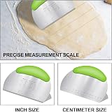 Vicloon 3 Pcs Dough Scraper Set Stainless Steel Plastic with Scale view 4