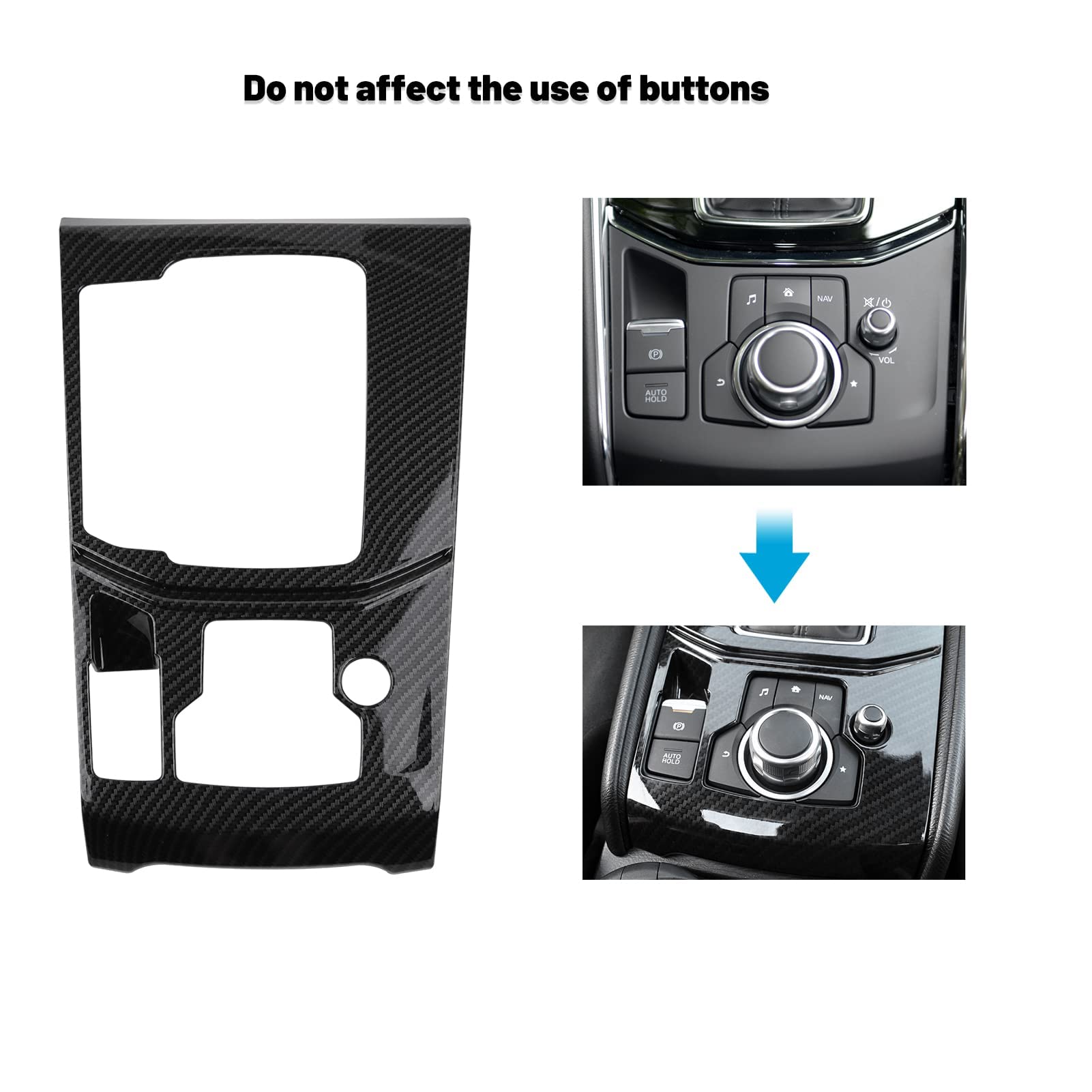 Compatible with Mazda CX-5 2025 2024 2023 2022 2021 2020 2019 2018 2017 Accessories Car Center Console Cover Gear Panel Gear Shift Knob Cover Trims Frame -ABS Carbon Fiber Style